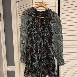 Black and Teal Floral Mini Dress